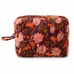 Thumbnail for Handmade Floral Velvet Makeup Bag | Quilted Cosmetic Pouch | Cotton Lined, Travel Friendly