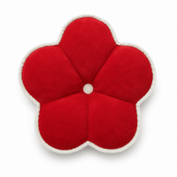 Thumbnail for Handmade Cotton Velvet Flower Pillow – Christmas Red