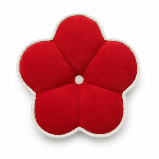 Handmade Cotton Velvet Flower Pillow – Christmas Red