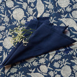Thumbnail for Navy Blue solid cotton cambric cloth napkins with stitched hems