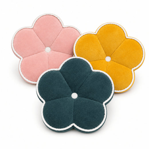 Puffy 3D Velvet Flower Cushion with Contrast Piping