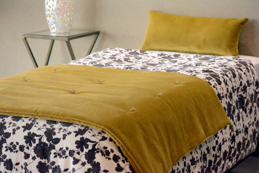 Luxury Golden Mustard Velvet Bed Runner/throw