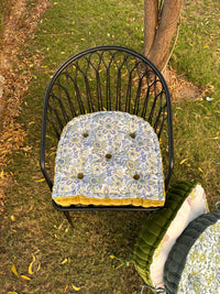 Thumbnail for Handmade U - Shape Chair Cushion with Ties white Flowers Print