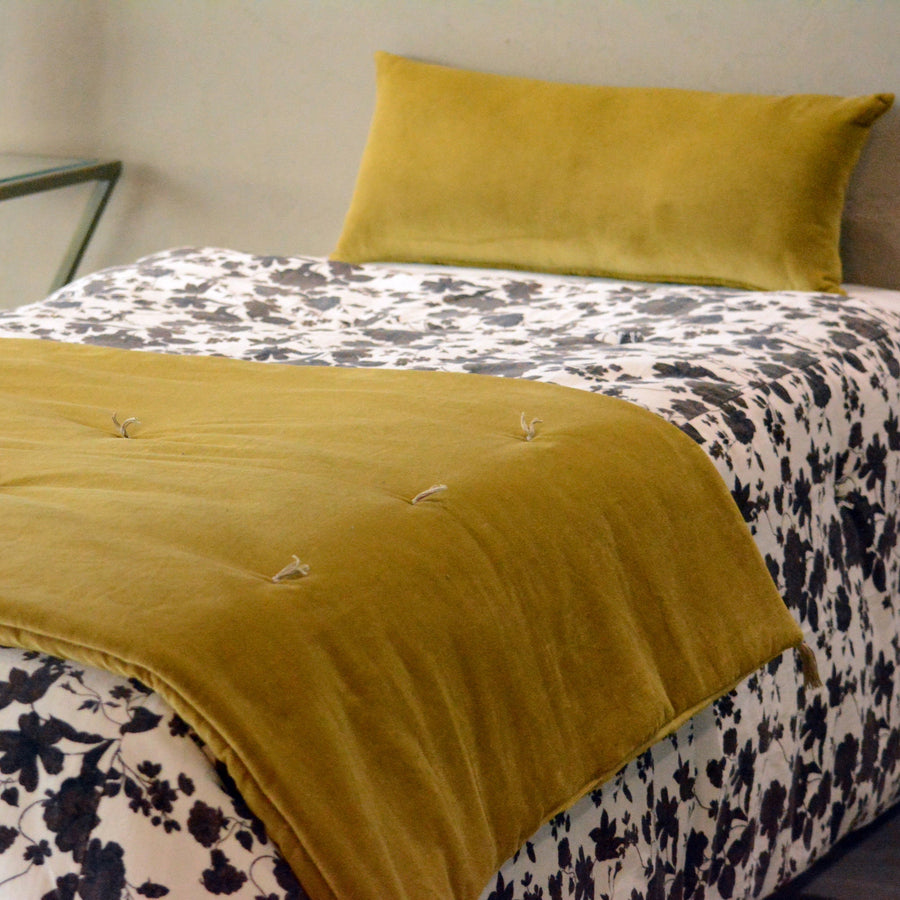 Luxury Golden Mustard Velvet Bed Runner/throw