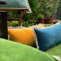 Thumbnail for Velvet Fringe Cushion Cover | Handmade Cotton Velvet Pillowcase | Decorative Throw Pillow Cover for Sofa or Patio