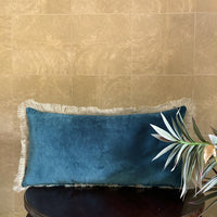 Thumbnail for Velvet Fringe Cushion Cover | Handmade Cotton Velvet Pillowcase | Decorative Throw Pillow Cover for Sofa or Patio