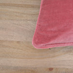 Thumbnail for Pink Cotton Velvet Cushion Cover: Decorative Throw Pillow with Trim