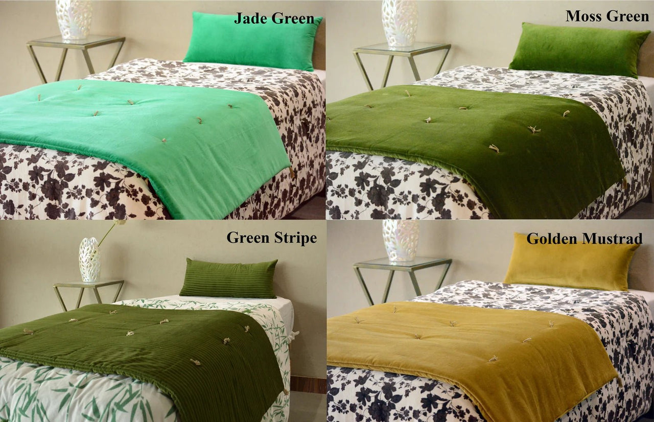 Rose Pink Velvet Bed Runner: Luxury Cotton Velvet Throw Blanket