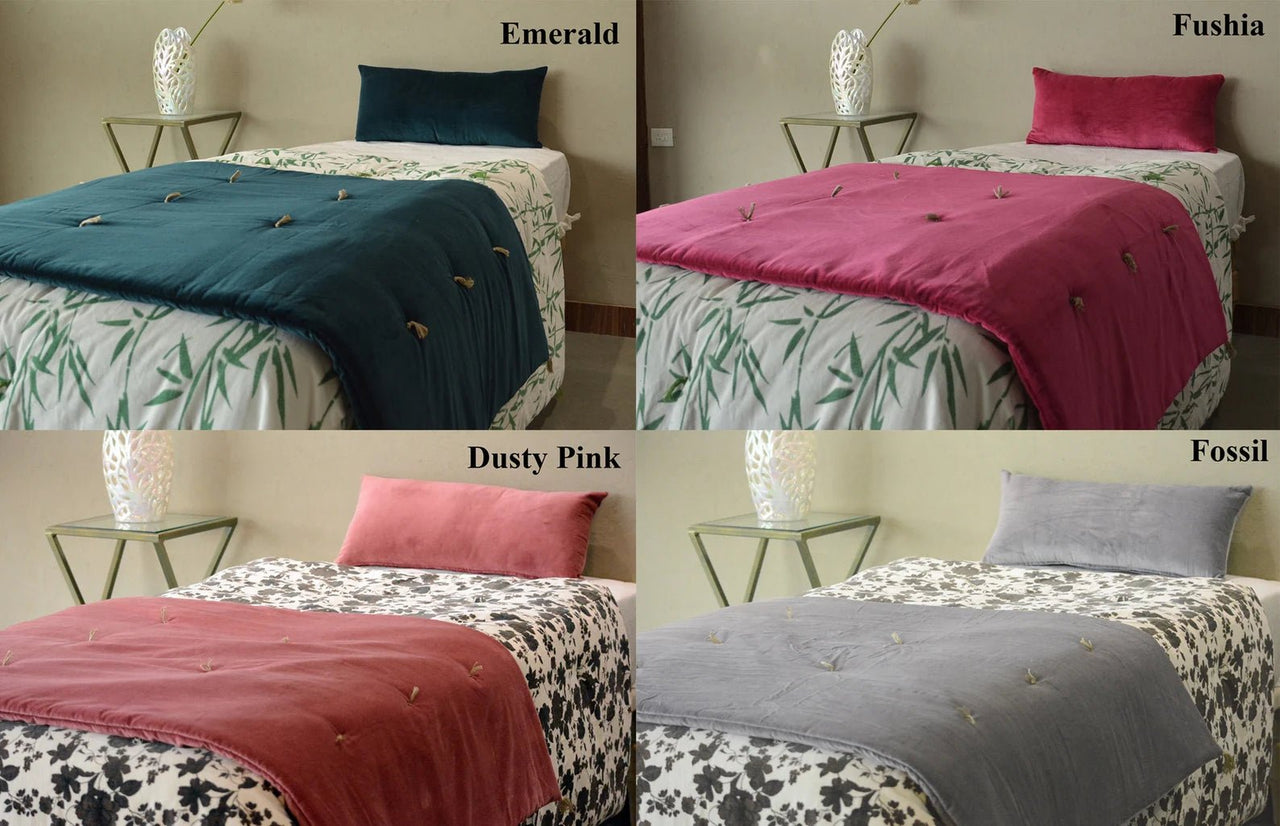 Rose Pink Velvet Bed Runner: Luxury Cotton Velvet Throw Blanket