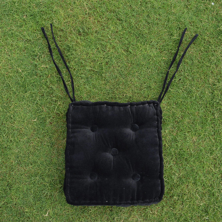 Luxury Velvet Chair Cushion with Ties: Square Seat Pad