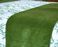 Thumbnail for Luxury Moss Green Cotton Velvet Bed Runner: Twin, Full, King, Queen