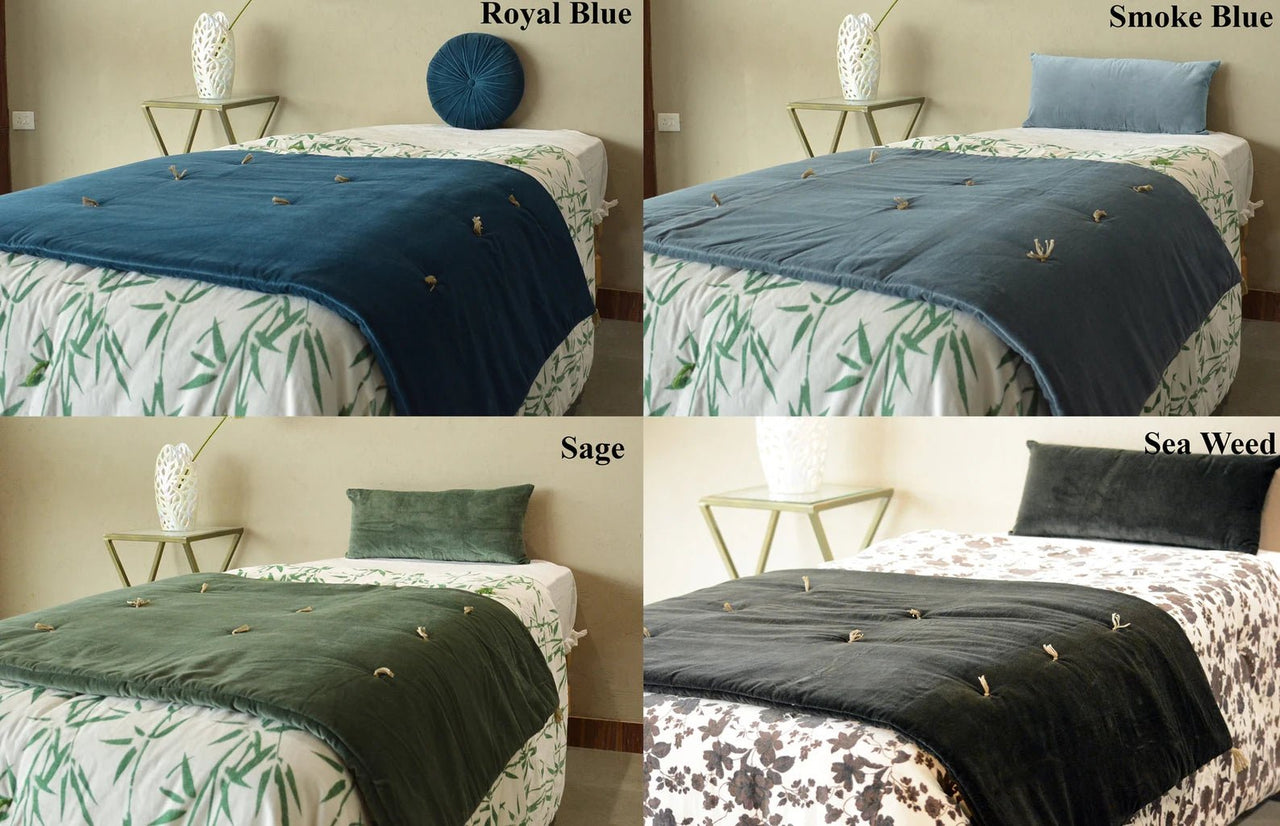 Rose Pink Velvet Bed Runner: Luxury Cotton Velvet Throw Blanket