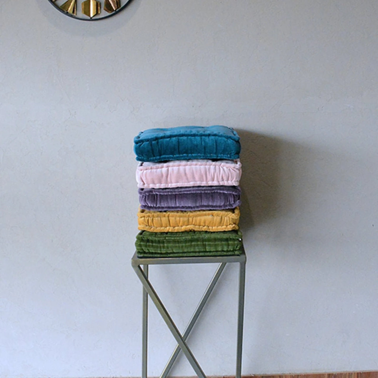 Velvet Chair Cushion with Ties: Square Cotton Seat Pad