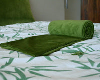 Thumbnail for Luxury Moss Green Cotton Velvet Bed Runner: Twin, Full, King, Queen