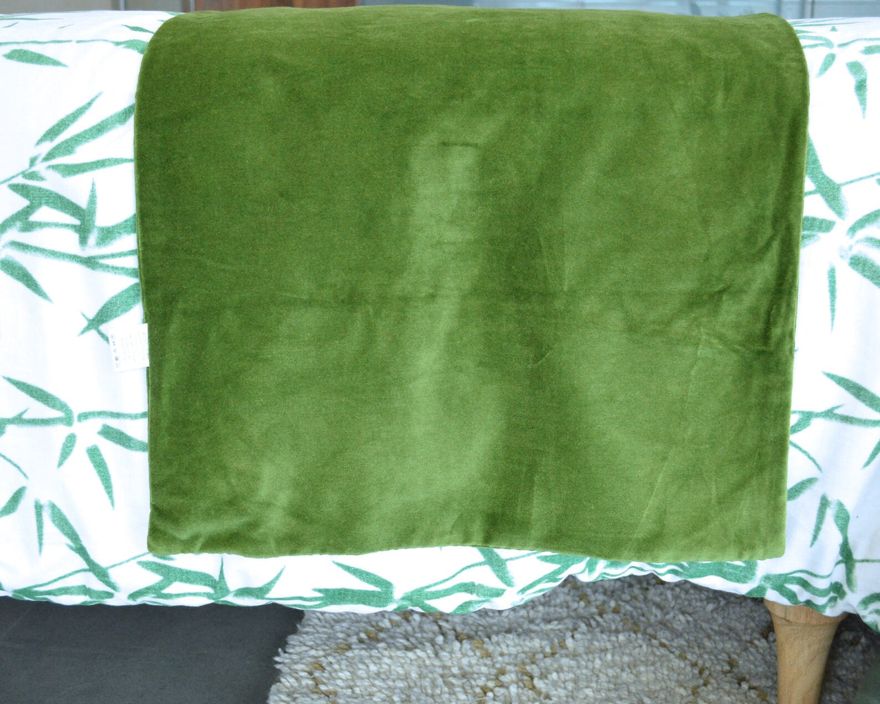 Luxury Moss Green Cotton Velvet Bed Runner: Twin, Full, King, Queen