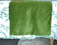Thumbnail for Luxury Moss Green Cotton Velvet Bed Runner: Twin, Full, King, Queen