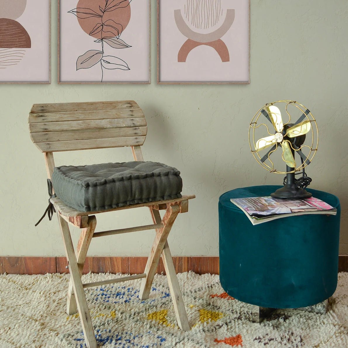 Linen Chair Cushion with Ties: Square Seat Pad, Soft Fill