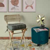 Thumbnail for Linen Chair Cushion with Ties: Square Seat Pad, Soft Fill