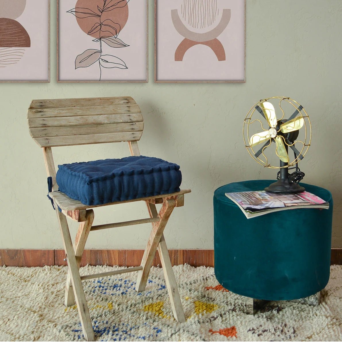 Linen Chair Cushion with Ties: Square Seat Pad, Soft Fill