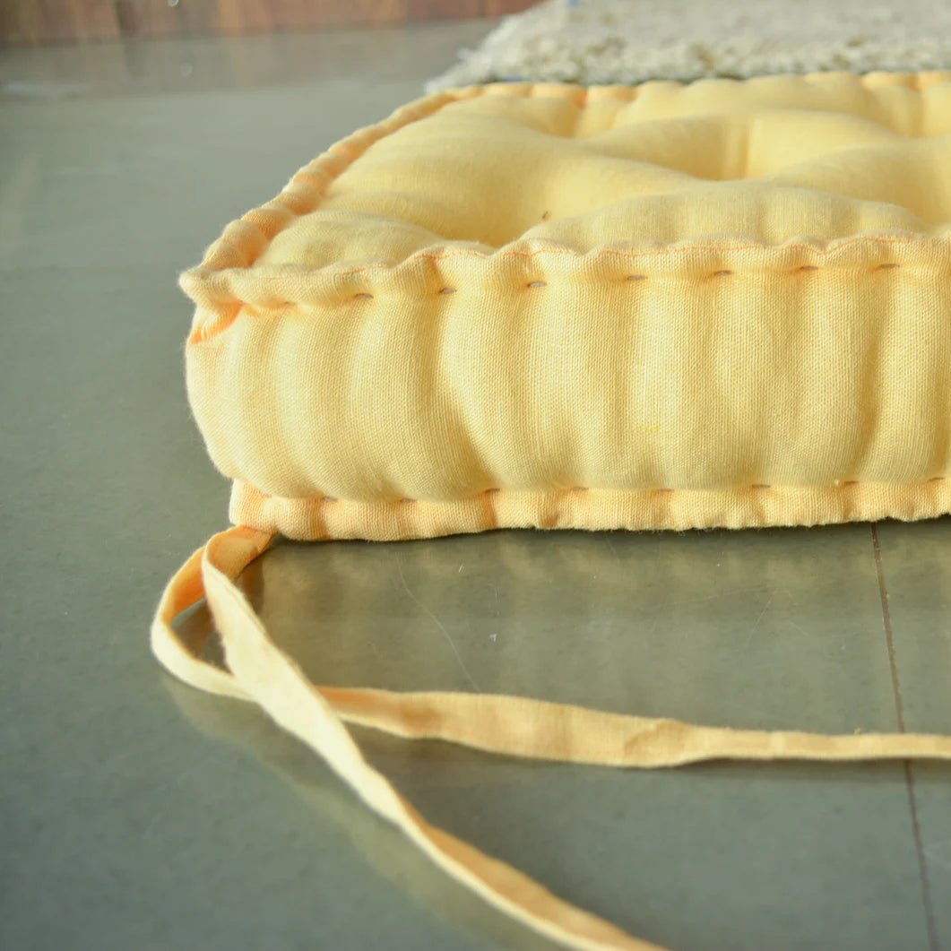 Linen Chair Cushion with Ties: Square Seat Pad, Soft Fill