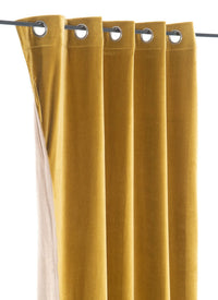 Thumbnail for Mustard Velvet Curtain Panel: Luxury Cotton Window Treatment