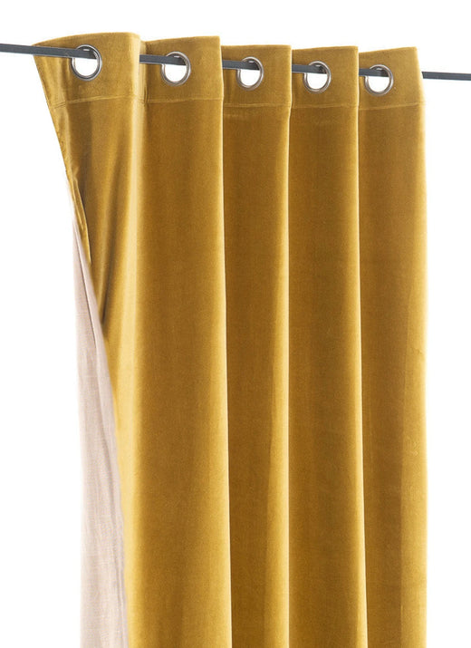 Mustard Velvet Curtain Panel: Luxury Cotton Window Treatment
