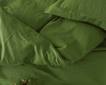 Thumbnail for Moss Green Cotton Duvet Cover: 400 TC Washed Bedding Set
