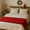 Thumbnail for Red Velvet Cotton Bed Runner King Size | Xmas Bed Runner | Bedroom Decor