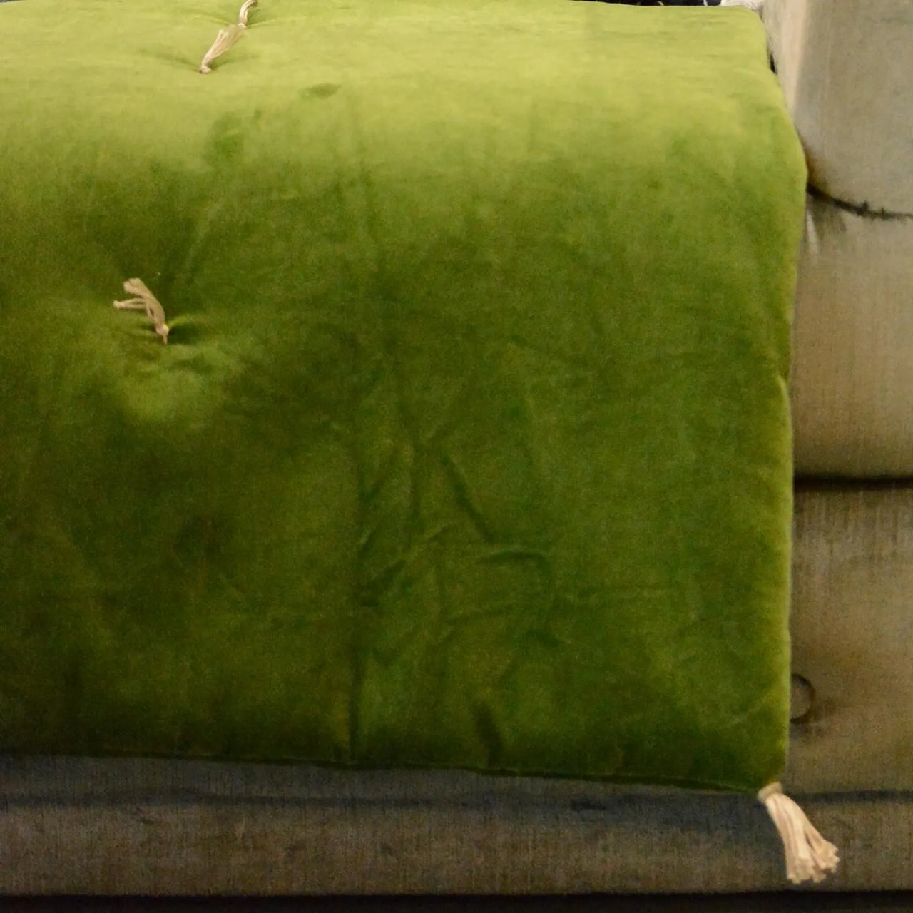 Bed Runner, Hand - Tucked Cotton Velvet, Solid Throw, Bedroom Decor, Living Room Accent