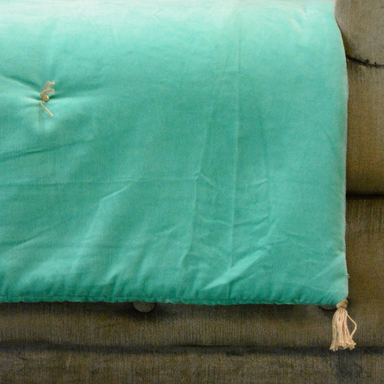 Luxury Turquoise Velvet Bed Runner: Queen King Twin Sizes