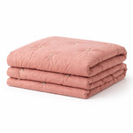 Thumbnail for Handmade Cotton Velvet Quilt in Blush Pink, folded on bed