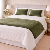 Thumbnail for Luxury Black Cotton Velvet Bed Runner: Twin, Full, King, Queen