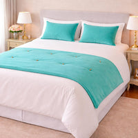 Thumbnail for Luxury Turquoise Velvet Bed Runner: Queen King Twin Sizes
