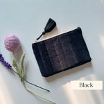 Thumbnail for Personalized Cotton Velvet Zipper Pouch with Tassel – Custom Name Makeup Bag – YKK Gold Zip Cosmetic Case – Bridesmaid Gift