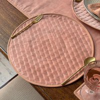 Thumbnail for Cotton Velvet Table Runner Set with Round Quilted Placemats, Coasters & Cotton Napkins