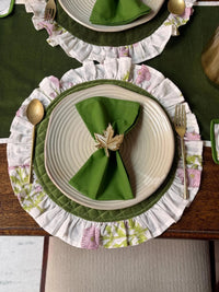Thumbnail for Moss Green Velvet Dining Table Set | Handmade Table Runner, Placemats, Coasters & Napkins