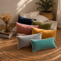 Thumbnail for Cotton Velvet Lumbar Cushion Cover with Piping