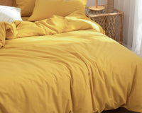 Thumbnail for Mustard Washed Cotton Duvet Cover: 400 TC Yellow Bedding Set
