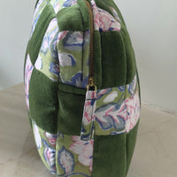 Thumbnail for Handmade Quilted Velvet & Block Print Pouch – Travel Makeup Bag | Soft Cosmetic Organizer | 7 Color Options