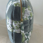 Thumbnail for Handmade Quilted Velvet & Block Print Pouch – Travel Makeup Bag | Soft Cosmetic Organizer | 7 Color Options