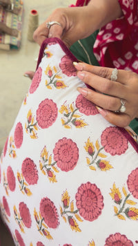 Hand Block Printed Cushion Cover with Cotton Velvet Piping | Custom Size
