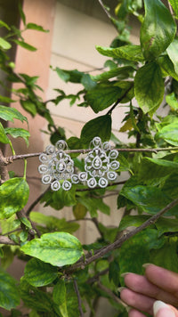 Crystal Sunburst Statement Earrings with CZ Stones – Art Deco Bridal Earrings