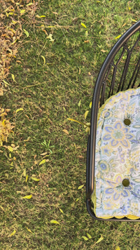 Tufted Chair Pad - Printed Cotton, Velvet Trim, Customizable