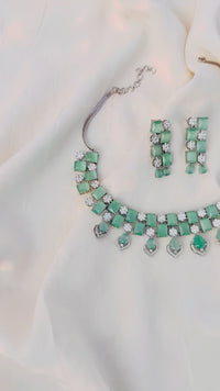 Bridal Mint Green CZ AD Choker Necklace Set – Full Wedding Jewelry Set