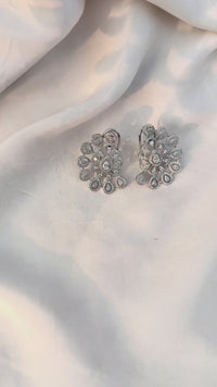 Crystal Sunburst Statement Earrings with CZ Stones – Art Deco Bridal Earrings