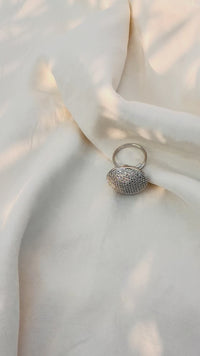 Silver CZ Adjustable Cocktail Ring – Statement Jewelry for Women
