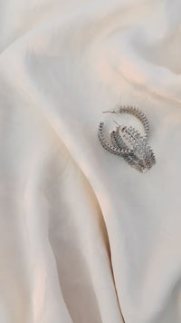 Elegant Silver Baguette Hoop Earrings – Sparkling Statement Party Jewelry