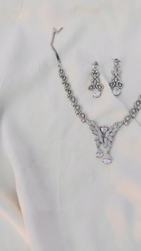 Beautiful Bridal Jewelry Set For Bride, Diamond Necklace and Earrings Set, Teardrop Pendant & Earrings Statement Necklace