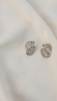 Silver CZ Knot Stud Earrings – Modern Bridal Jewelry for Women