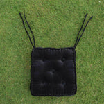 Thumbnail for Black Cotton Velvet square Chair pad with ties